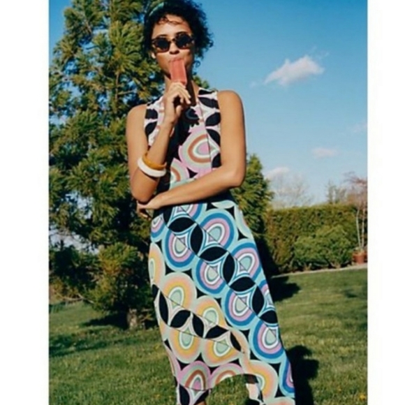 Nwt Anthropologie Kenzie Geometric Asymmetrical Midi Dress - Picture 6 of 17